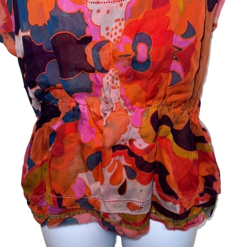 DVF Silk Psychedelic print blouse and camisole set size 8 - Picture 5 of 10